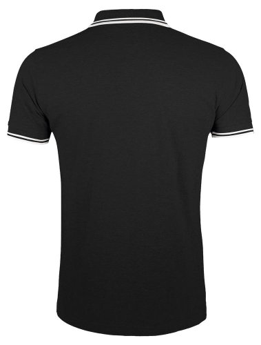Рубашка поло мужская Pasadena Men 200 с контрастной отделкой, черная с белым