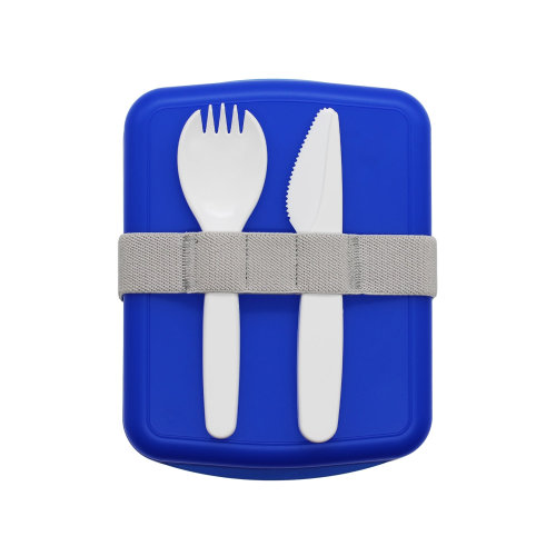 Ланч-бокс Lunch Blue line со столовыми приборами, синий