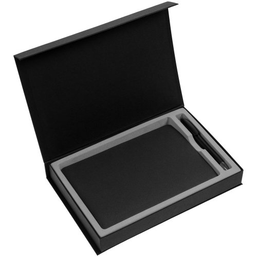 Коробка Silk с ложементом под ежедневник и ручку, черная
