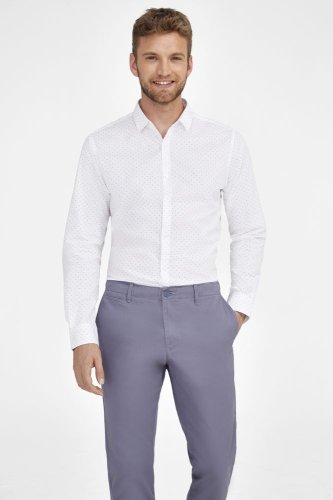 Рубашка мужская Becker Men, темно-серая с белым