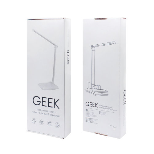 Настольная лампа Geek с беспроводной зарядкой, белый