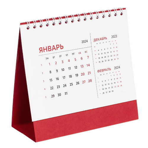Календарь настольный Datio 2024, красный